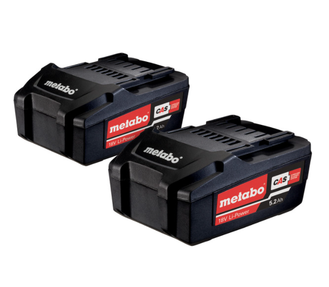Kit 2 batterie Metabo 5,2 Ah + caricabatterie ASC 55